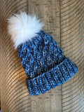 Merino wool twisted fold brim beanie - Denim