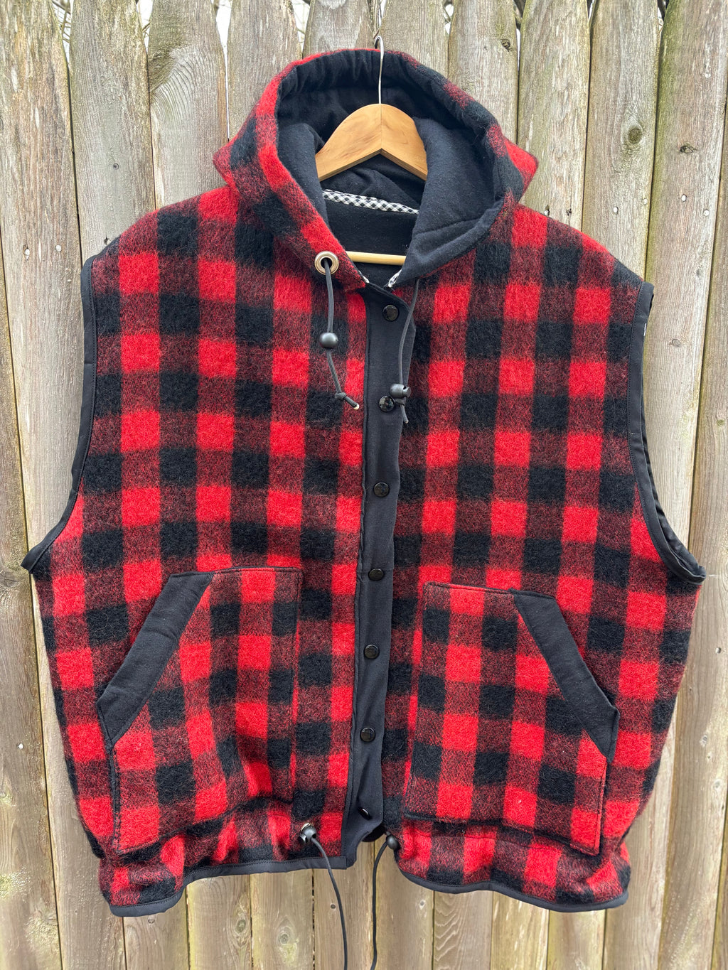 Lumber jack hooded wool vest