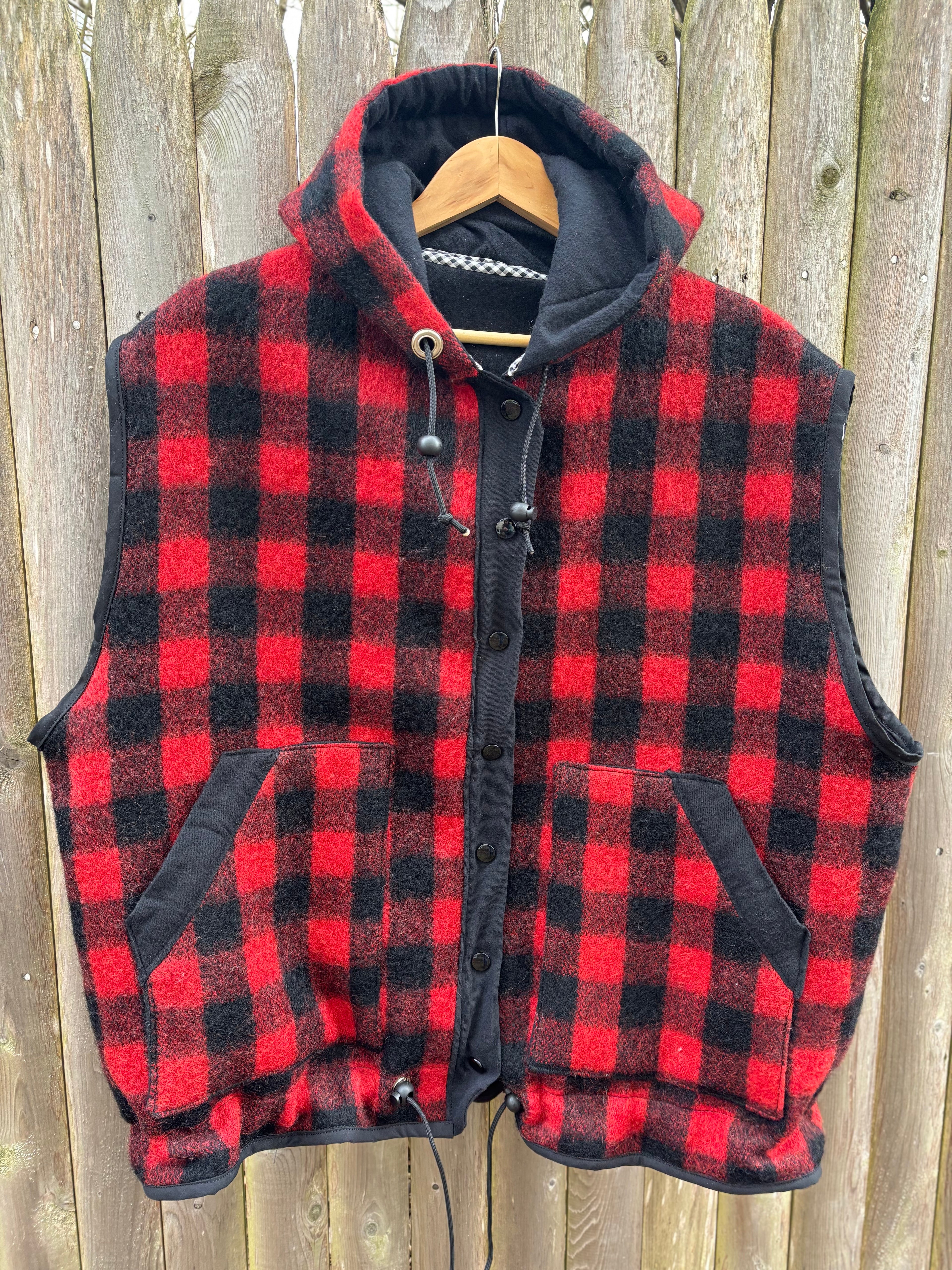 Lumber jack hooded wool vest