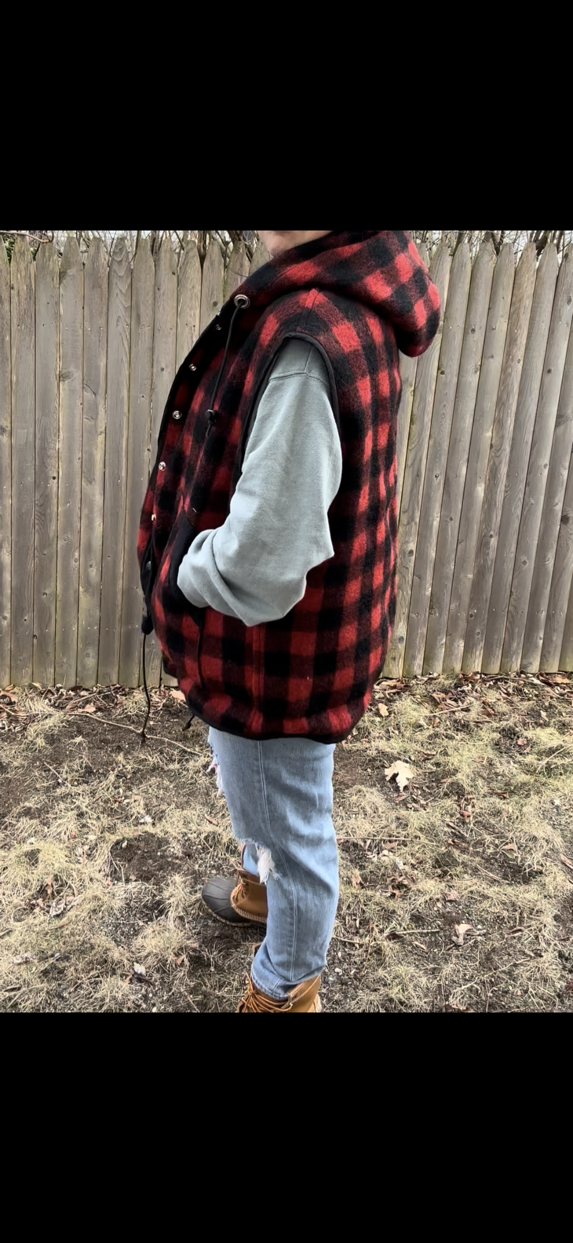 Lumber jack hooded wool vest