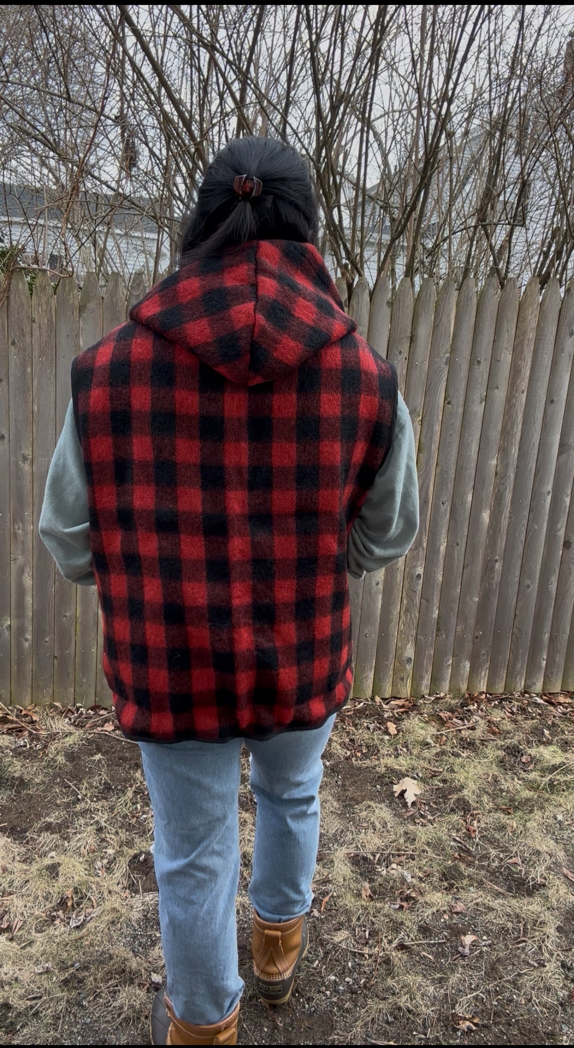Lumber jack hooded wool vest
