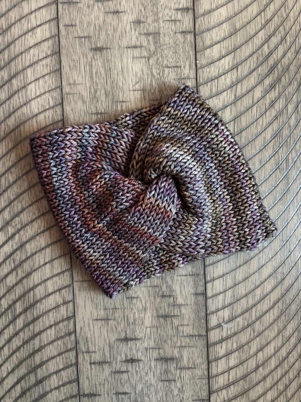 Luxury merino wool headband - brown/purple