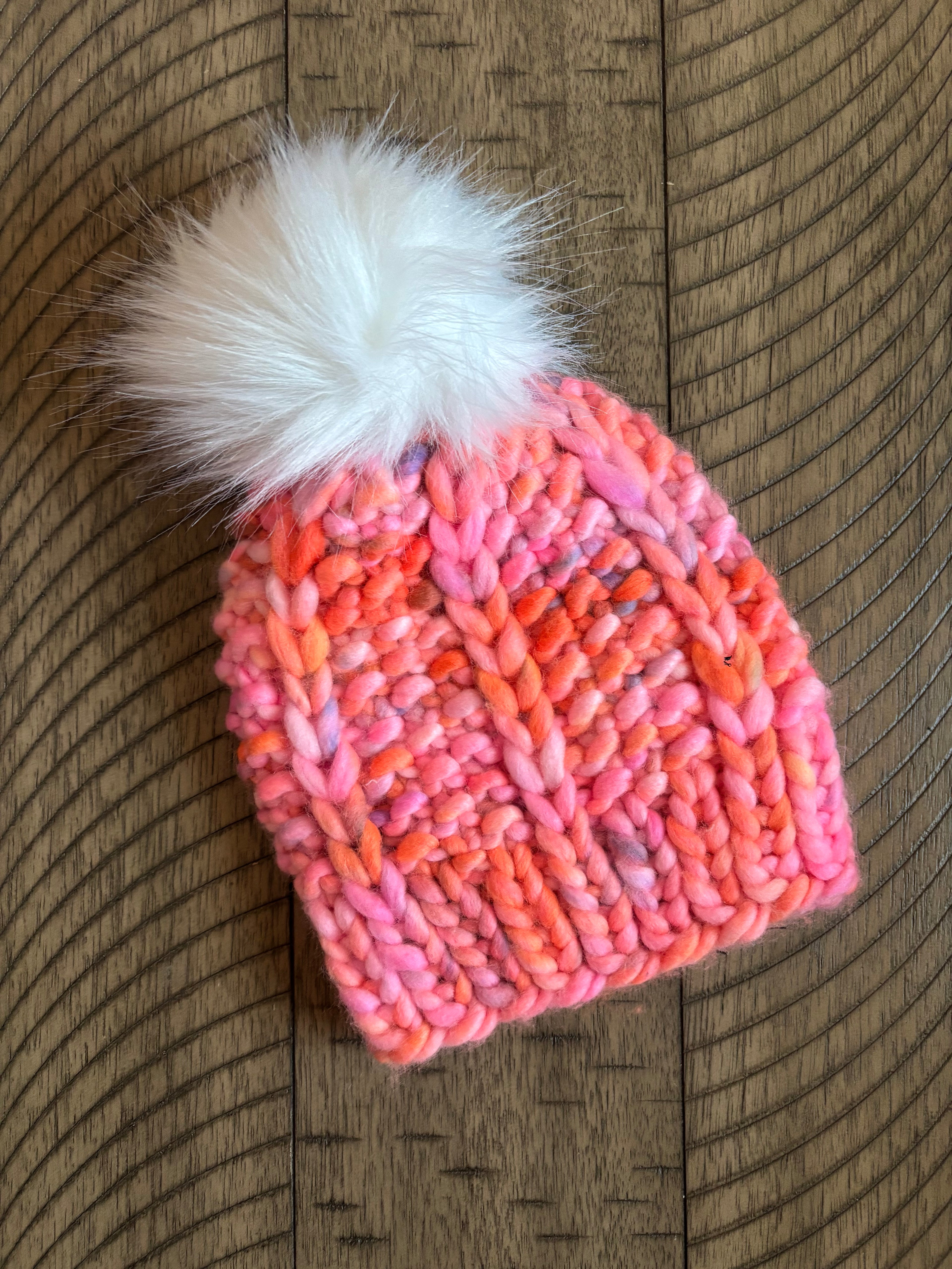 Luxury merino wool kids beanie - Pink multi