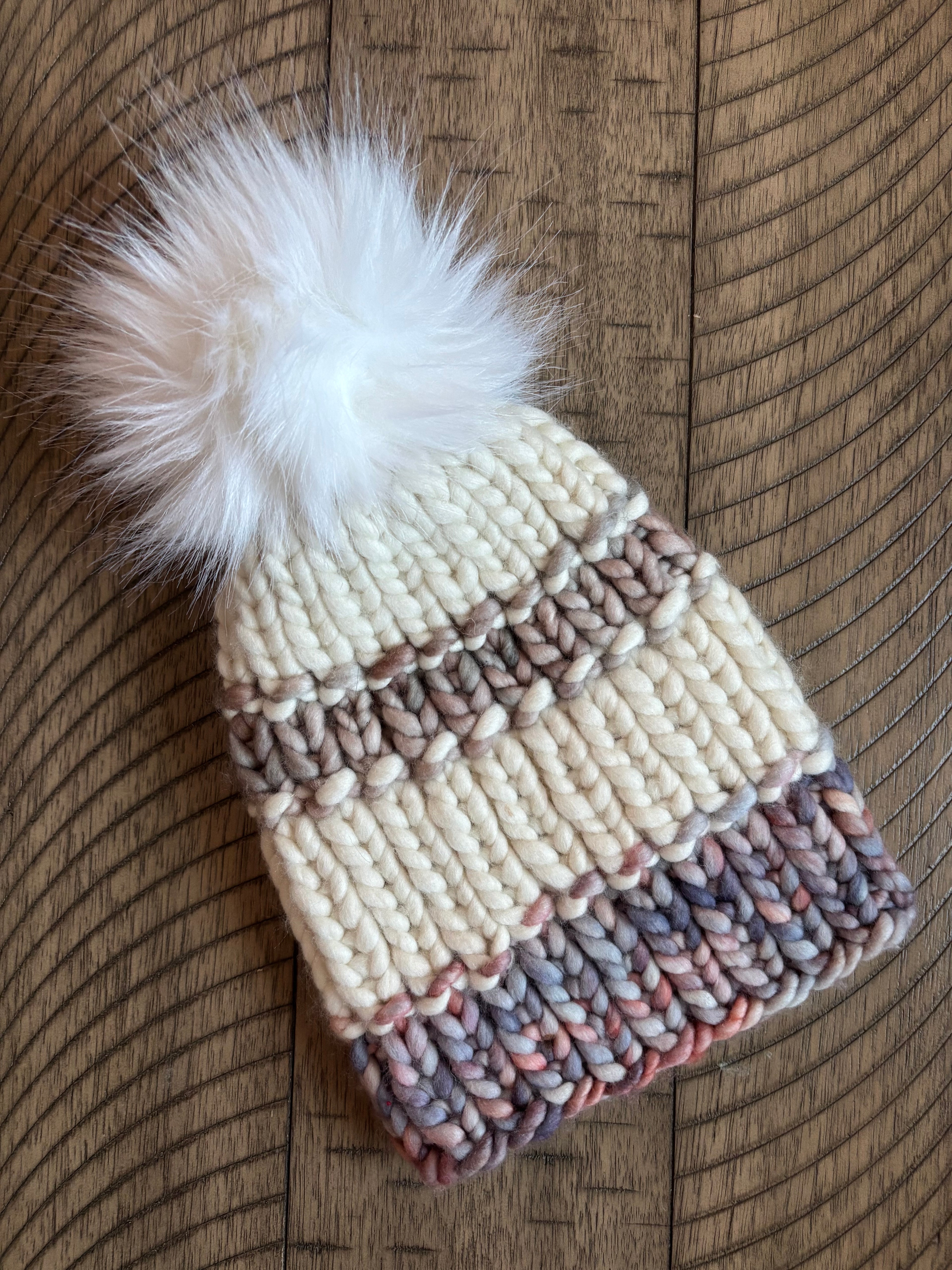 Luxury merino wool beanie - cream/multi/oat