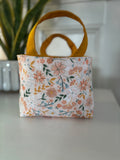 Mini tote bag - Coral floral/gold
